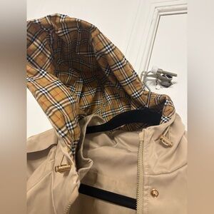 Beige Hooded Jacket with Plaid Lining